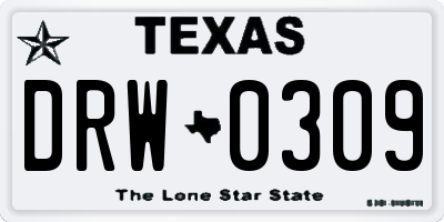 TX license plate DRW0309