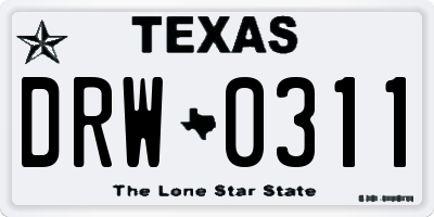 TX license plate DRW0311