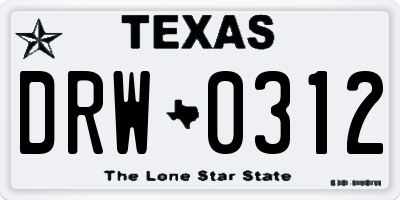 TX license plate DRW0312