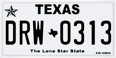 TX license plate DRW0313