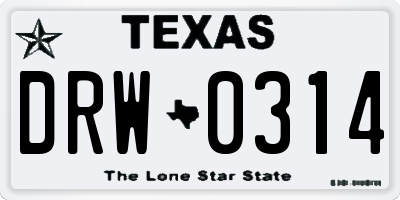 TX license plate DRW0314