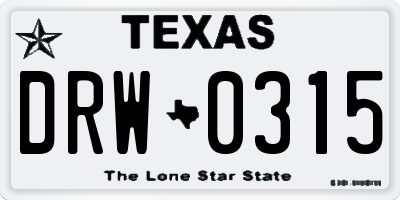 TX license plate DRW0315