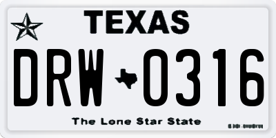 TX license plate DRW0316