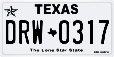 TX license plate DRW0317