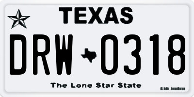 TX license plate DRW0318