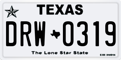 TX license plate DRW0319