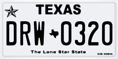 TX license plate DRW0320