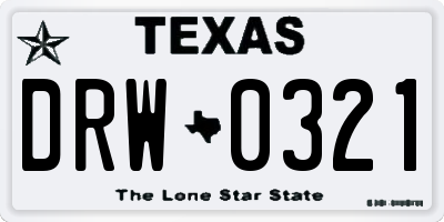 TX license plate DRW0321