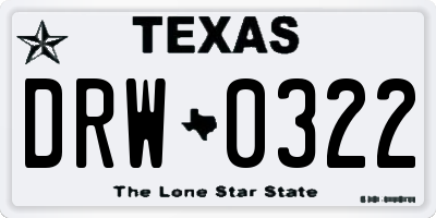 TX license plate DRW0322