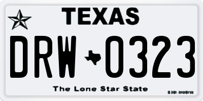 TX license plate DRW0323