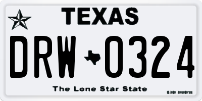 TX license plate DRW0324