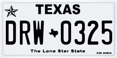 TX license plate DRW0325