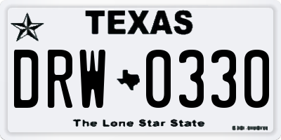 TX license plate DRW0330