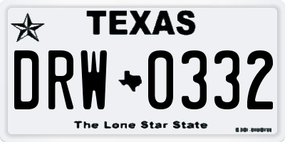 TX license plate DRW0332