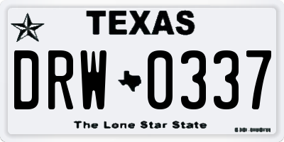 TX license plate DRW0337