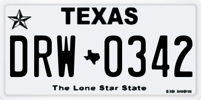 TX license plate DRW0342