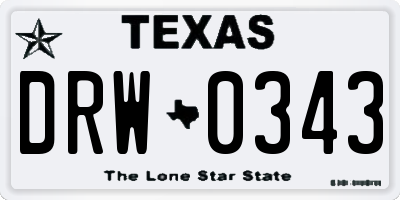 TX license plate DRW0343