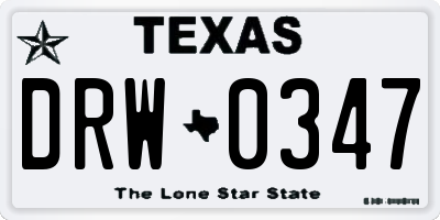 TX license plate DRW0347