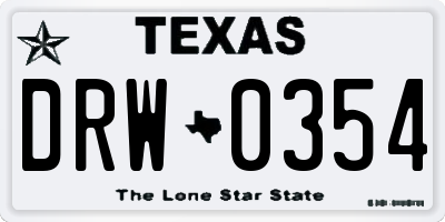 TX license plate DRW0354