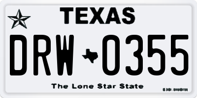 TX license plate DRW0355