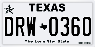 TX license plate DRW0360