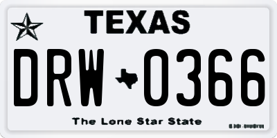 TX license plate DRW0366