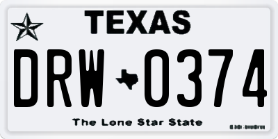 TX license plate DRW0374