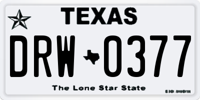 TX license plate DRW0377