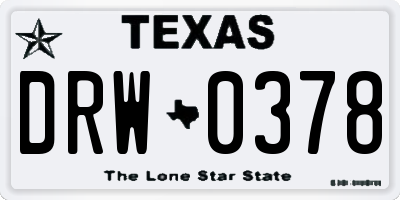 TX license plate DRW0378