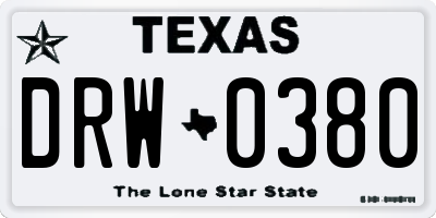 TX license plate DRW0380