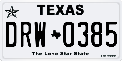 TX license plate DRW0385