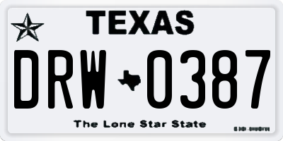 TX license plate DRW0387