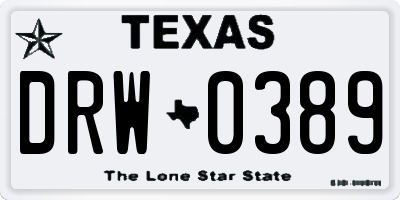 TX license plate DRW0389