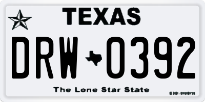 TX license plate DRW0392