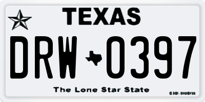 TX license plate DRW0397