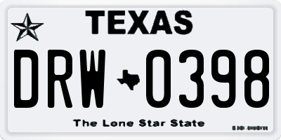 TX license plate DRW0398
