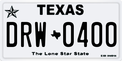 TX license plate DRW0400