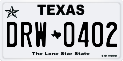 TX license plate DRW0402