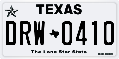 TX license plate DRW0410