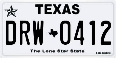 TX license plate DRW0412