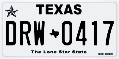 TX license plate DRW0417