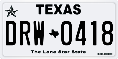 TX license plate DRW0418