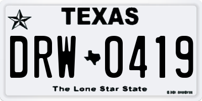 TX license plate DRW0419