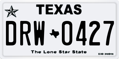 TX license plate DRW0427