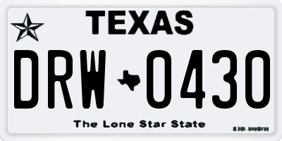 TX license plate DRW0430