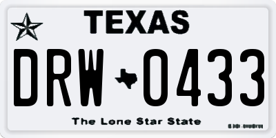 TX license plate DRW0433