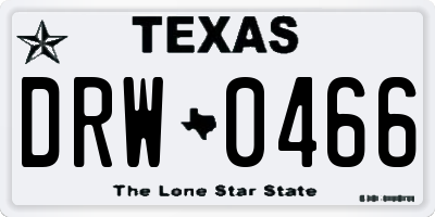 TX license plate DRW0466