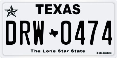 TX license plate DRW0474