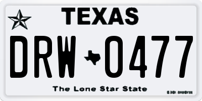 TX license plate DRW0477