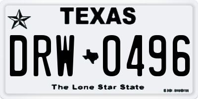 TX license plate DRW0496